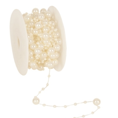 Kulaté korálky 8 mm x 10 m krémová