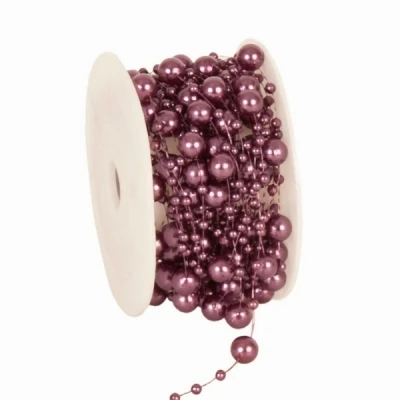 Dekorační provázek s korálky 8 mm x 10 m fialová