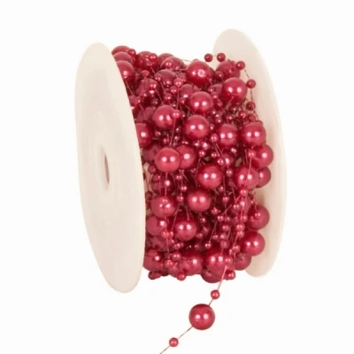 Dekorační provázek s korálky 8 mm x 10 m fuchsiová