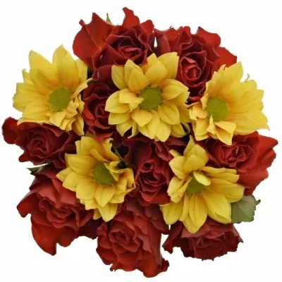 Míchaná kytice 10 vícebarevných květin TORRERA 35 cm