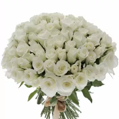Kytica 100 bielych ruží akita 50cm