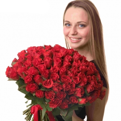 Kytice 100 červených růží Revolution