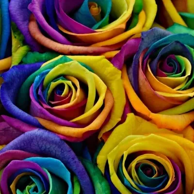 Kytica 100 dúhových ruží RAINBOW 65cm