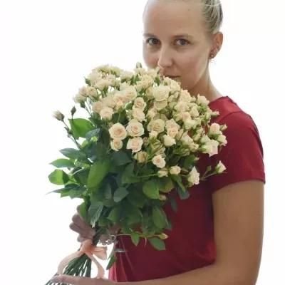 Kytice 100+ květů růží CREAM GRACIA