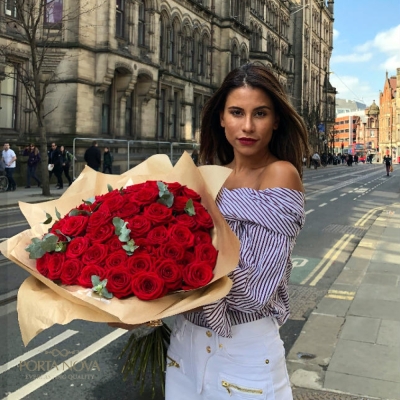 Kytica 100 červených ruží RED NAOMI! 90cm