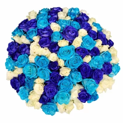 Míchaná kytice 100 vícebarevných růží ACANTHA 50 cm