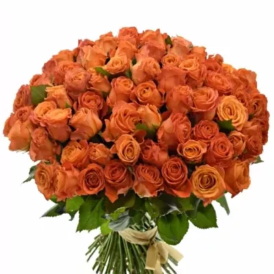 Kytice 100 oranžových růží CLARENCE+ 60
