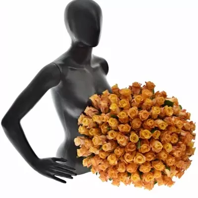 Kytice 100 oranžových růží MONALISA 40cm