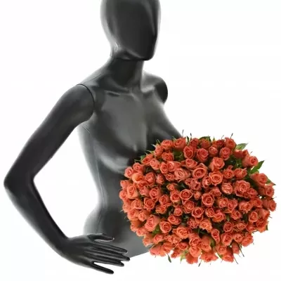 Kytice 100 oranžových růží SIMBA 50cm