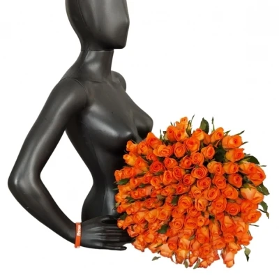 Kytice 100 oranžových růží TROPICAL AMAZONE