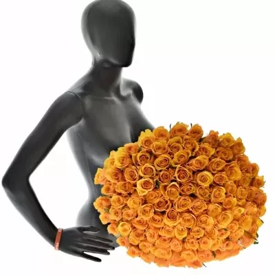 Kytice 100 oranžových růží TYCOON 60cm