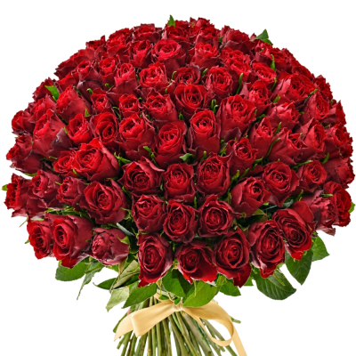 Kytice 100 růží Madam Red 60cm