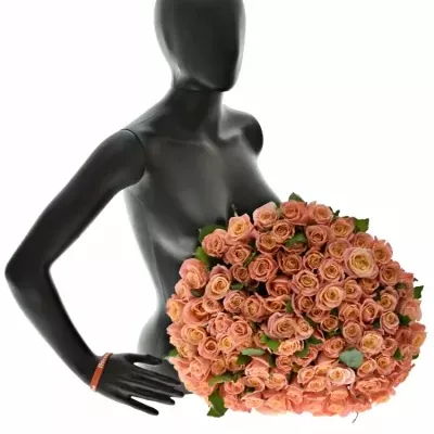 Kytica 100 ružových ruží MISS PIGGY 50cm