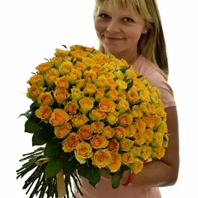 Kytice 100 žlutých růží PACO! 50cm