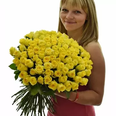 Kytice 100 žlutých růží SEFER 50cm