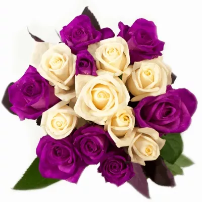 Kytice 15 vícebarevných růží ATLANTA 70 cm