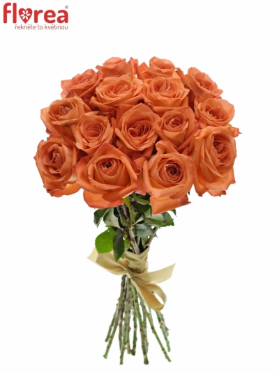 Kytice 15 oranžových růží COPACABANA 50cm
