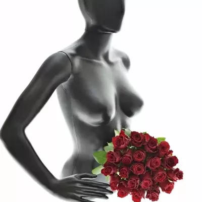 Kytice 21 rudých růží RHODOS 60cm
