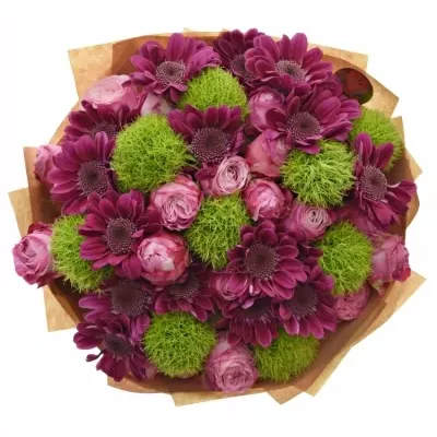 Míchaná kytice 24 ks PURPLE ROBBA 40cm ø25cm