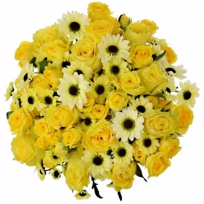 Míchaná kytice 25 žlutých květin TANIS 40 cm