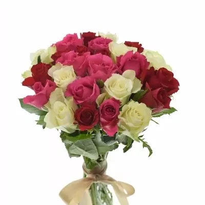 Kytice 25 míchaných růží WHITE GRACIANA 35cm