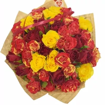 Kytice 25 míchaných růží CLEA 40cm