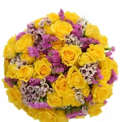 Míchaná kytice 29 vícebarevných květin BRYNLEY 40 cm