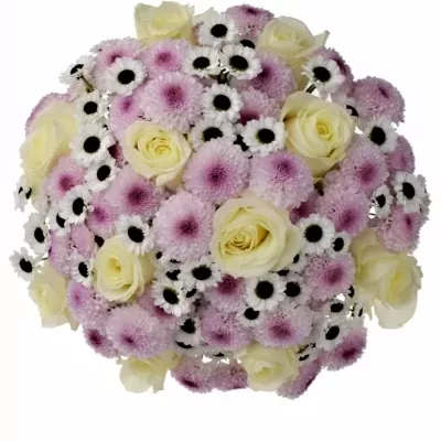 Míchaná kytice 35 vícebarevných květin PINK MELANIA 50 cm