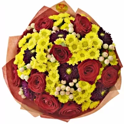 Míchaná kytice 31 ks SUNNY FOX 40cm ø25cm