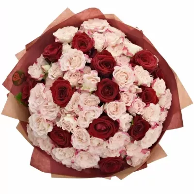 Kytice 33 míchaných růží RED REFLEXA 50cm 