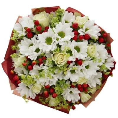 Míchaná kytice 35 vícebarevných květin BARJONA 35 cm