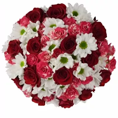 Míchaná kytice 35 vícebarevných květin CLEONE 40 cm