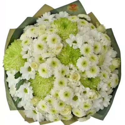 Míchaná kytice 35 vícebarevných květin CLEORA 40 cm