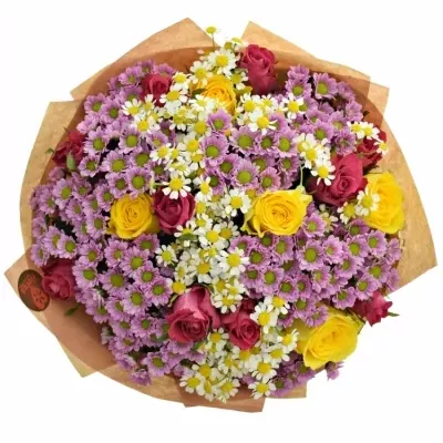Míchaná kytice 35 vícebarevných květin MURRAY 40 cm