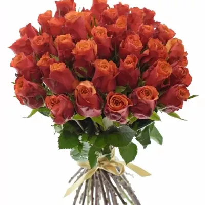 Kytice 35 oranžovočervených růží ESPANA 40cm