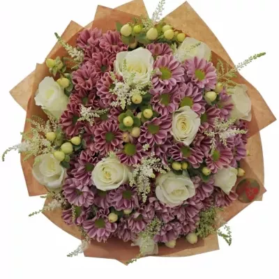 Míchaná kytice 43 vícebarevných květin SWEET SANDRA 40 cm