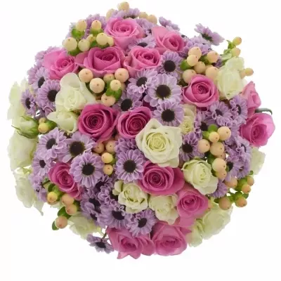 Míchaná kytice 45 vícebarevných květin PRISCILA 40 cm