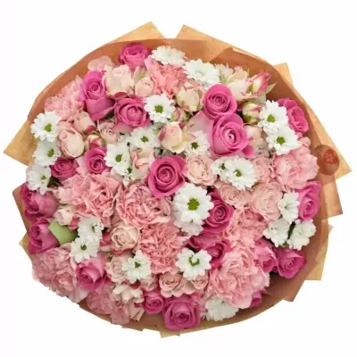 Míchaná kytice 50 ks PINK TUMMA 40cm ø25cm