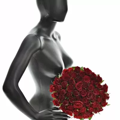 Kytice 55 červených růží MANDY 40cm