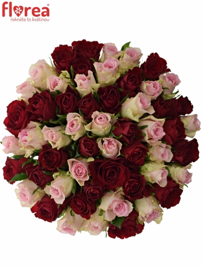 Kytice 55 míchaných růží MADAM BISOU 40cm