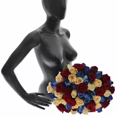 Kytice 55 míchaných růží MARRINETA 40cm