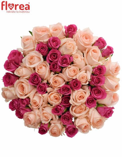 Kytice 55 míchaných růží PINACHE 50cm