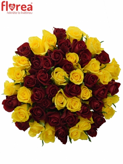Kytice 55 míchaných růží RED DELTA 50cm