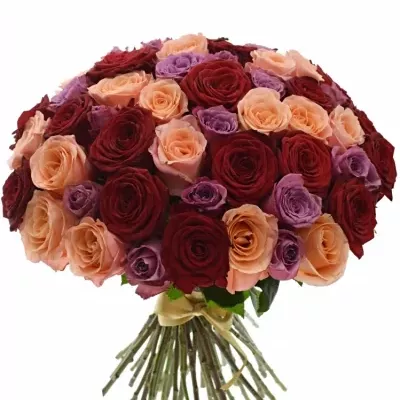 Kytice 55 míchaných růží RED LADY ORLEA 50cm