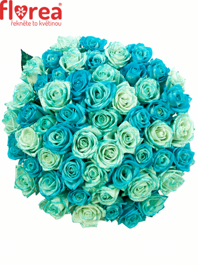 Kytice 55 modrých růží ICE BLUE ADRIANA