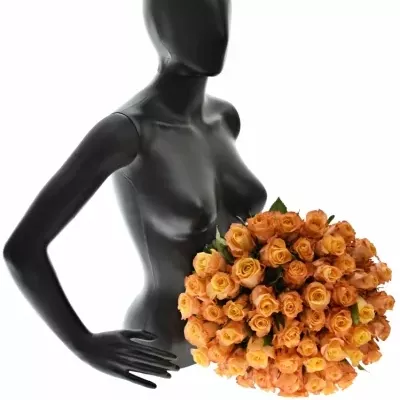 Kytice 55 oranžových růží MONALISA 50cm