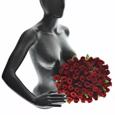 Kytica 55 červených ruží RED TORCH