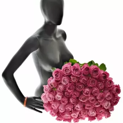 Kytice 55 růžových růží ALL 4 LOVE+ 90cm