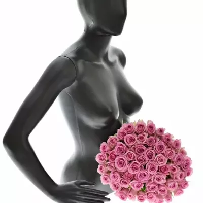 Kytice 55 růžových růží VIDEO 40cm