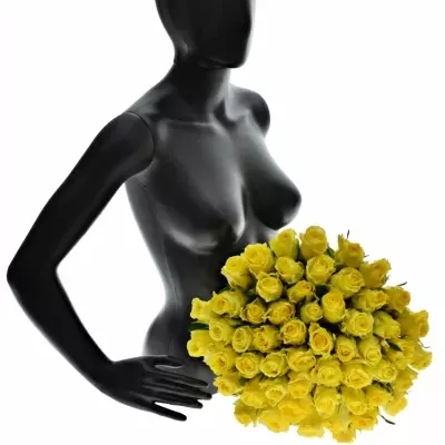 Kytice 55 žlutých růží Penny Lane 50cm